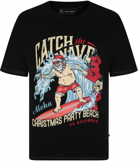 KBS X020 Catch The Waves Xmas Print T-Shirt Black - T-krekli - T-krekli - 2XL-14XL