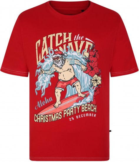 KBS X020 Catch The Waves Xmas Print T-Shirt Red - T-krekli - T-krekli - 2XL-14XL