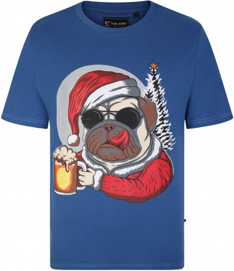 KBS X021 Dog Beer Print T-Shirt Blue - T-krekli - T-krekli - 2XL-14XL
