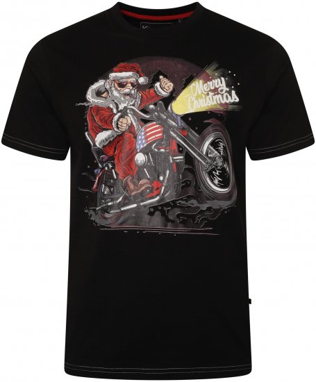 Kam Jeans X030 Santa Biker Print T-Shirt Black - T-krekli - T-krekli - 2XL-14XL