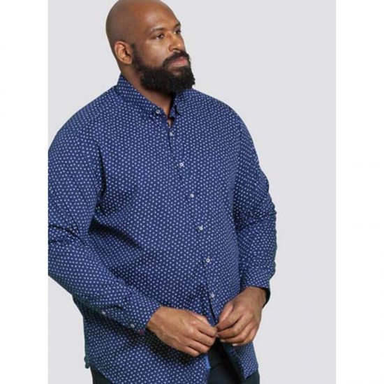 D555 Bainton Long Sleeve Shirt Navy - Krekli - Krekli - 2XL-8XL