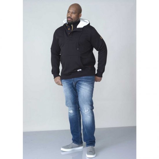 D555 Lorenzo Half zip Hoodie Black - Džemperi un džemperi ar kapuci - Džemperi - 2XL-14XL