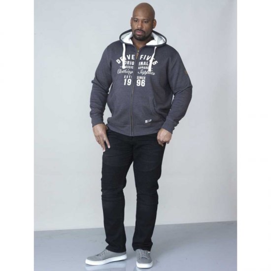D555 Vadal Full Zip Hoodie Charcoal - Džemperi un džemperi ar kapuci - Džemperi - 2XL-14XL