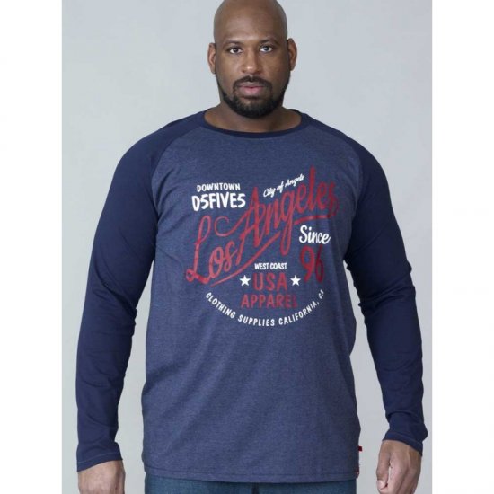 D555 Neill Long Sleeve T-shirt Navy - T-krekli - T-krekli - 2XL-14XL