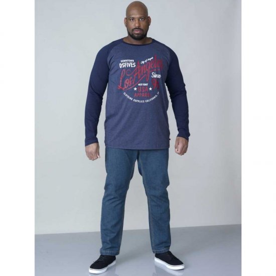 D555 Neill Long Sleeve T-shirt Navy - T-krekli - T-krekli - 2XL-14XL