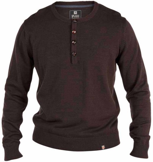 D555 Grandad Knitted Sweater Brown - Džemperi un džemperi ar kapuci - Džemperi - 2XL-14XL