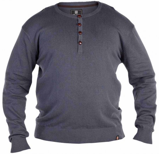 D555 Grandad Knitted Sweater Charcoal - Džemperi un džemperi ar kapuci - Džemperi - 2XL-14XL