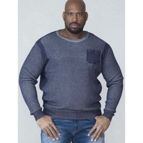 D555 Bryson Crewneck Sweater with Pocket Navy - Džemperi un džemperi ar kapuci - Džemperi - 2XL-14XL