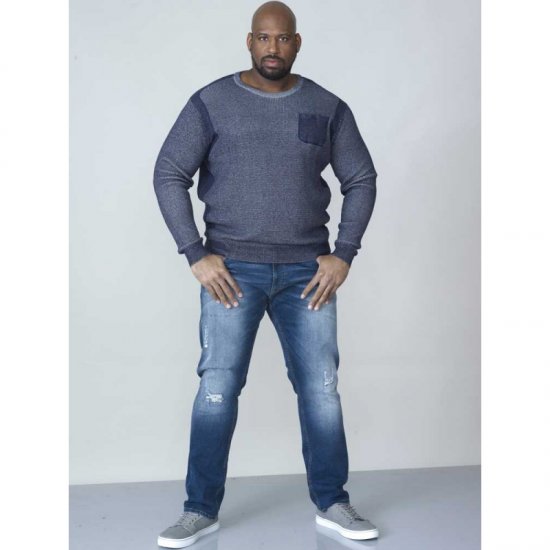 D555 Bryson Crewneck Sweater with Pocket Navy - Džemperi un džemperi ar kapuci - Džemperi - 2XL-14XL