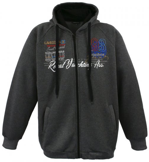 Lavecchia 612 Printed Zipper Hoodie Charcoal - Džemperi un džemperi ar kapuci - Džemperi - 2XL-14XL