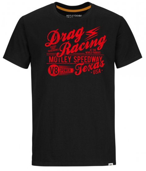 Motley Denim Lincoln T-Shirt Red on Black - T-krekli - T-krekli - 2XL-14XL