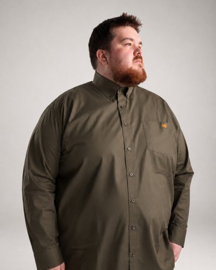 Motley Denim Lisbon Long Sleeve Shirt Dark Khaki - Krekli - Krekli - 2XL-8XL
