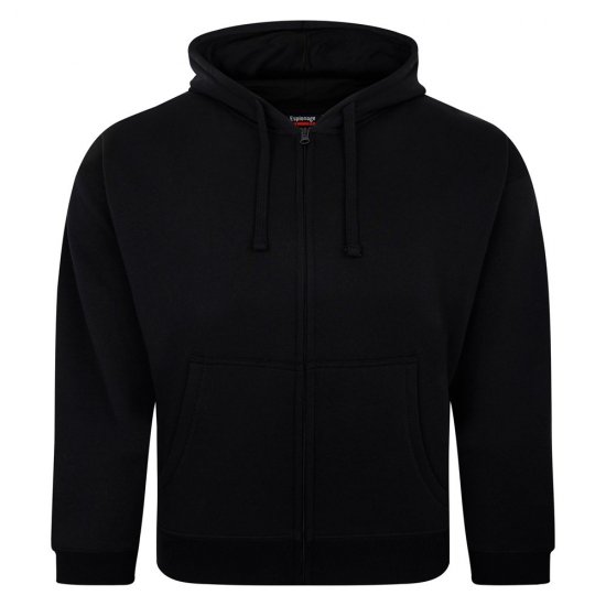 Espionage LW162 Hooded Zip Through Sweat Shirt Melna - Džemperi un džemperi ar kapuci - Džemperi - 2XL-14XL