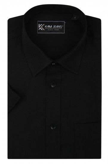 Kam Jeans 6283 Casual SS Herringbone Shirt Black - Krekli - Krekli - 2XL-8XL