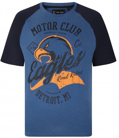 Kam Jeans 5737 Eagle Print Raglan T-Shirt Blue - T-krekli - T-krekli - 2XL-14XL