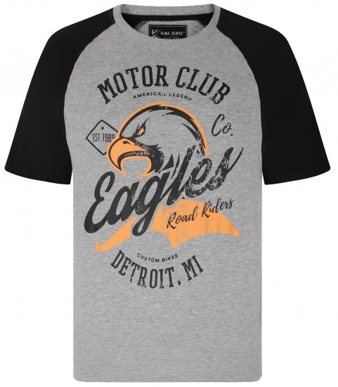 Kam Jeans 5737 Eagle Print Raglan T-Shirt Grey - T-krekli - T-krekli - 2XL-14XL