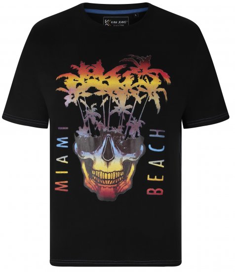 Kam Jeans 5735 Miami Beach Skull Print T-Shirt Black - T-krekli - T-krekli - 2XL-14XL