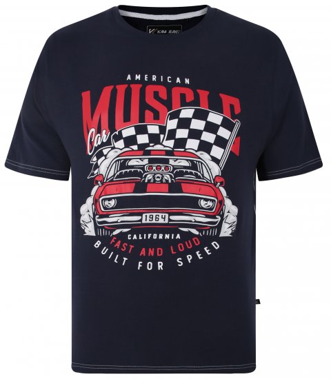 Kam Jeans Amercian Muscle Print T-Shirt Navy - T-krekli - T-krekli - 2XL-14XL