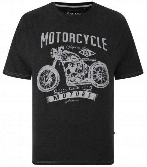 Kam Jeans 5730 Motor Cycle Print T-Shirt Charcoal - T-krekli - T-krekli - 2XL-14XL