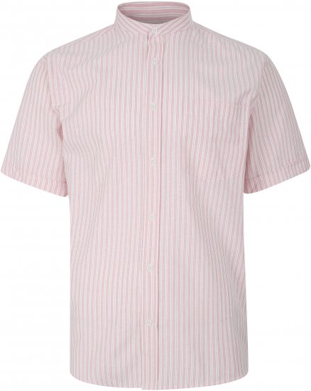 Kam Jeans 6288 Grandad Stripe Short Sleeve Shirt with Collar Pink - Krekli - Krekli - 2XL-8XL