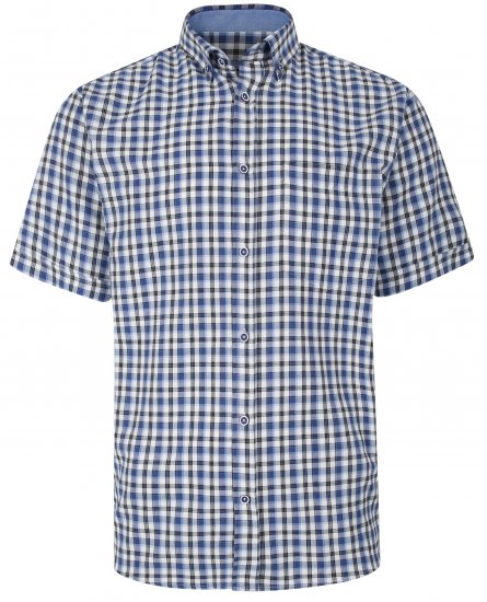 Kam Jeans 6285 Casual SS Check Shirt Blue - Krekli - Krekli - 2XL-8XL