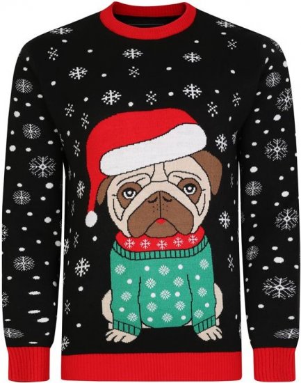 Kam Jeans X024 Bulldog Santa Xmas Sweatshirt Black - Džemperi un džemperi ar kapuci - Džemperi - 2XL-14XL