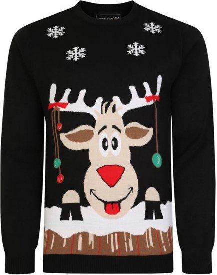 Kam Jeans X023 Rudolph Xmas Sweatshirt Black - Džemperi un džemperi ar kapuci - Džemperi - 2XL-14XL