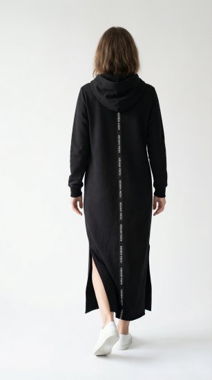 Nora Mikken MARI Maxi Hoodie Dress Black - Džemperi un džemperi ar kapuci - 
