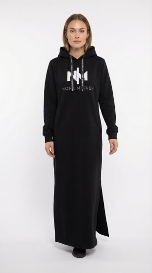 Nora Mikken MARI Maxi Hoodie Dress Black - Džemperi un džemperi ar kapuci - 
