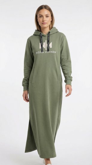 Nora Mikken MARI Maxi Hoodie Dress Green - Džemperi un džemperi ar kapuci - 