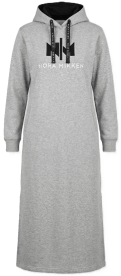 Nora Mikken MARI Maxi Hoodie Dress Grey - Džemperi un džemperi ar kapuci - 