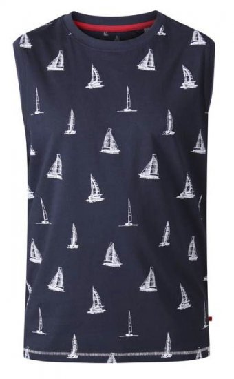 D555 Morton Yacht Print Sleeveless T-Shirt Navy - T-krekli - T-krekli - 2XL-14XL