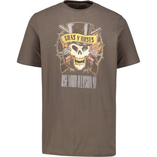 JP1880 T-Shirt Skull Print Guns N Roses Khaki - T-krekli - T-krekli - 2XL-14XL