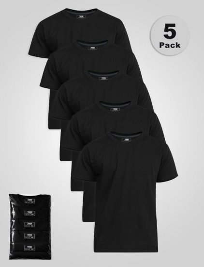 D555 Smartly T-krekls apaļu kakla izgriezumu Melns 5 gab. iepakojums - T-krekli - T-krekli - 2XL-14XL