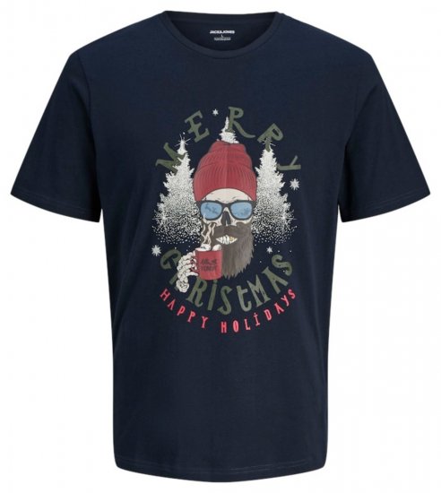 Jack & Jones Noel Merry Christmas T-Shirt Navy - T-krekli - T-krekli - 2XL-14XL