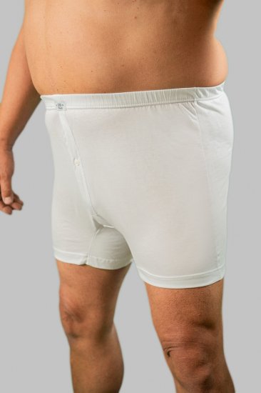 20 Nodi Combed Cotton Jersey Boxer with Front Button Fly White - Apakšveļa un peldšorti - Apakšveļa - 2XL-8XL