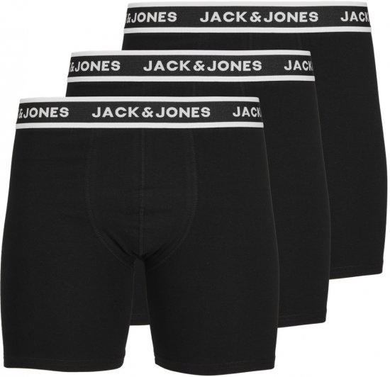 Jack & Jones Solid Boxer 3-Pack Black - Bokseršorti - Vīriešu lielie bokseru šorti
