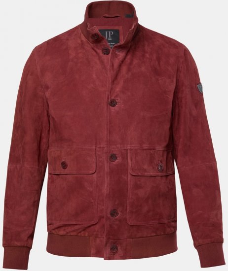 JP1880 Leather Jacket Suede with Stand-up Collar Red - Jakas & Lietus apģērbs - Jakas - 2XL-12XL