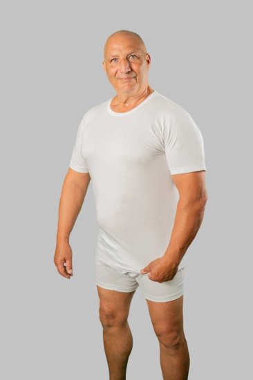 20 Nodi Short Sleeve Crew Neck in Combed Cotton Jersey White - Apakšveļa un peldšorti - Apakšveļa - 2XL-8XL