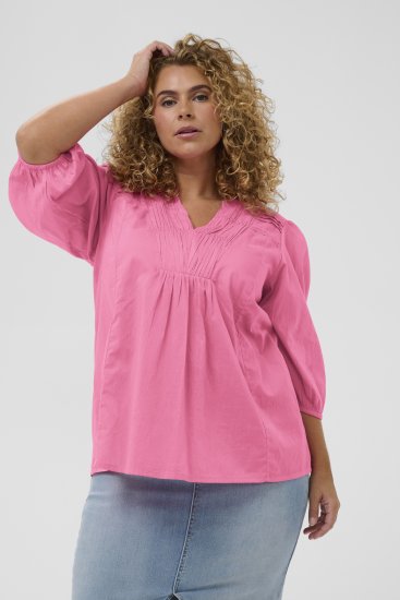Kaffe Curve Karlia 3/4 Sleeve Blouse Pink - Blūzes & tunikas - 