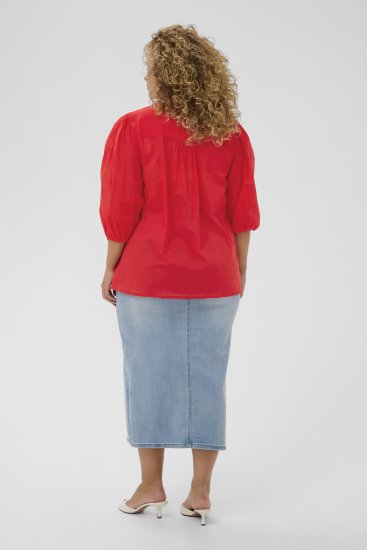 Kaffe Curve Karlia 3/4 Sleeve Blouse Red - Blūzes - 