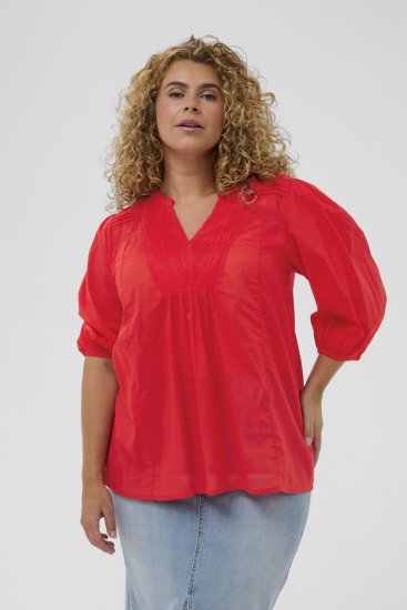 Kaffe Curve Karlia 3/4 Sleeve Blouse Red - Blūzes - 