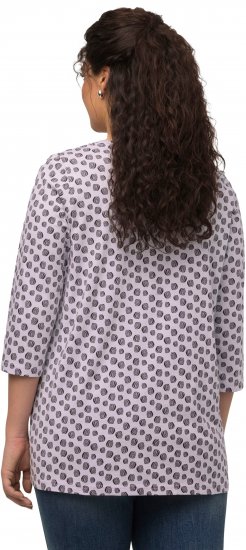 Ulla Popken Polka Dot 3/4 Sleeve Square Neck A-Line Tee Light Blue-Grey - Apdrukāti T-krekli sievietēm - 