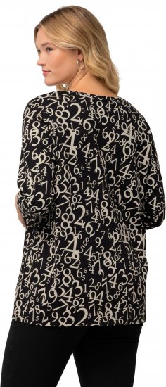 Ulla Popken Number Print 3/4 Sleeve Tee Black - Apdrukāti T-krekli sievietēm - 
