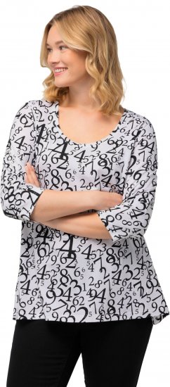 Ulla Popken Number Print 3/4 Sleeve Tee Snow White - Apdrukāti T-krekli sievietēm - 