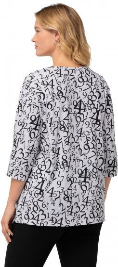 Ulla Popken Number Print 3/4 Sleeve Tee Snow White - Apdrukāti T-krekli sievietēm - 