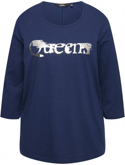Ulla Popken Queens 3/4 Sleeve Graphic Tee Ink Blue - Apdrukāti T-krekli sievietēm - 