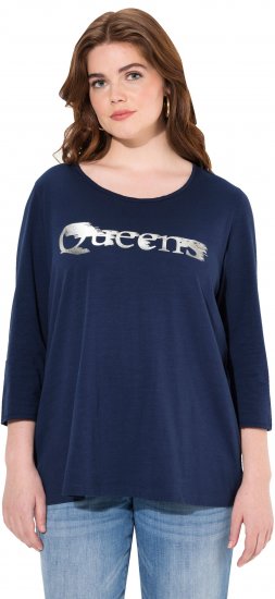 Ulla Popken Queens 3/4 Sleeve Graphic Tee Ink Blue - Apdrukāti T-krekli sievietēm - 