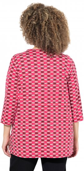 Ulla Popken Minimalist Ho Ho Ho Print 3/4 Sleeve Tee Salsa Red - Apdrukāti T-krekli sievietēm - 