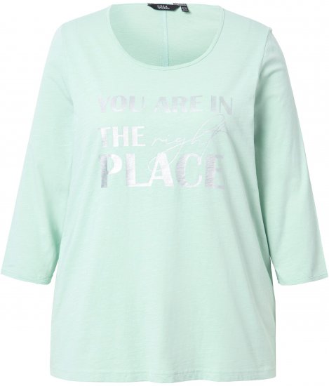 Ulla Popken Metallic Lettering 3/4 Sleeve Tee Mint Green - Apdrukāti T-krekli sievietēm - 